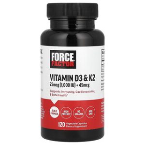 ויטמין D3 K2 - Force Factor - 120 כמוסות צמחיות