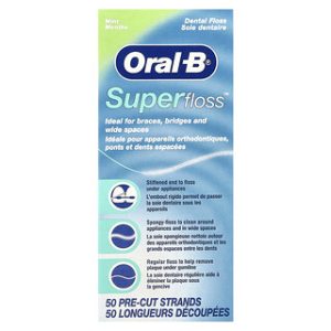 חוט דנטלי Oral-B Super Floss - מנטה - 50 יחידות