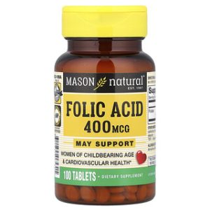 חומצה פולית Mason Natural 400 מק"ג - 100 טבליות