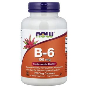 כמוסות B6 - 100 מ"ג , NOW Foods , 250 כמוסות