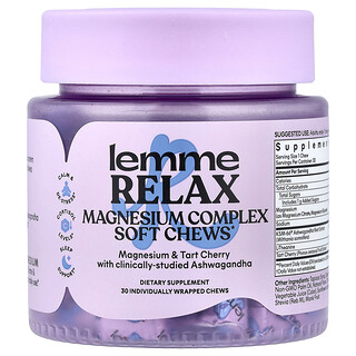 לעסות מגנזיום Lemme Relax - בטעם לימונענע, 30 יחידות