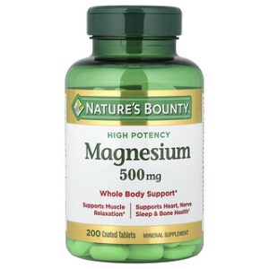 מגנזיום 500 מ"ג - Natures Bounty - 200 טבליות מצופות