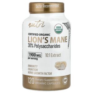 פטריות כרעית האריה אורגני - 120 כמוסות Nutri