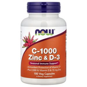 תוסף תזונה C-1000 Zinc & D-3 NOW Foods - 100 כמוסות