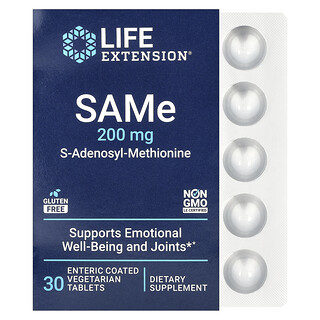 תוסף תזונה SAMe 200 מ"ג , Life Extension - 30 טבליות